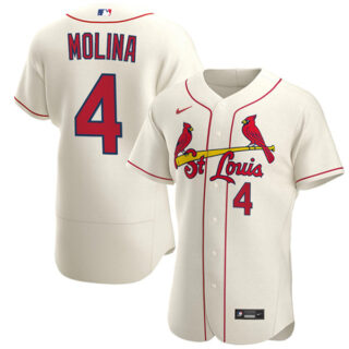 Men's St. Louis Cardinals Yadier Molina Stitched Jersey - Cream