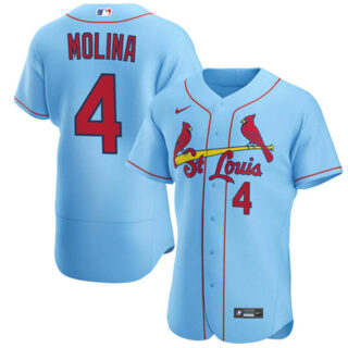 Men's St. Louis Cardinals Yadier Molina Stitched Jersey - Light Blue