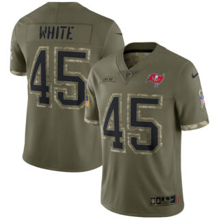 Youth Devin White Tampa Bay Buccaneers Olive 2022 Salute To Service Jersey Stitched