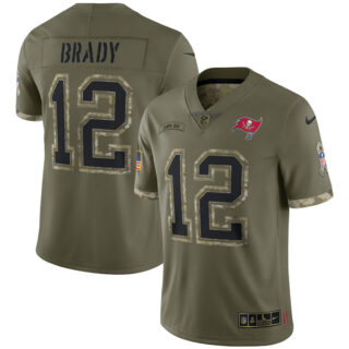 Youth Tom Brady Tampa Bay Buccaneers Olive 2022 Salute To Service Jersey Stitched