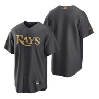 Men's Cool Base Tampa Bay Rays 2022 MLB All-Star Game Charcoal Black Stitched Jersey