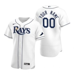 Men's Custom Tampa Bay Rays Flex Base Jersey Navy White