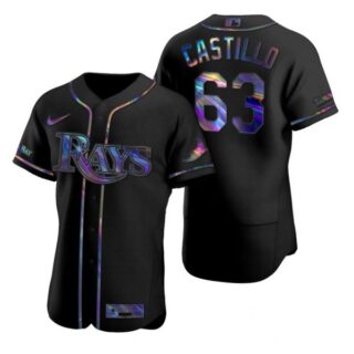 Men's Diego Castillo Tampa Bay Rays Flex Base Jersey Black Holographic Black Holographic