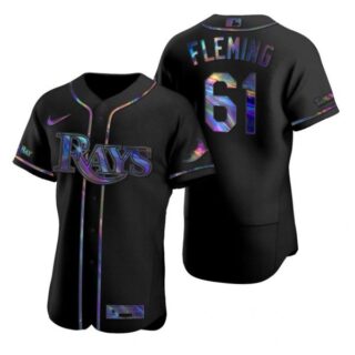 Men's Josh Fleming Tampa Bay Rays Flex Base Jersey White Blue Black Holographic