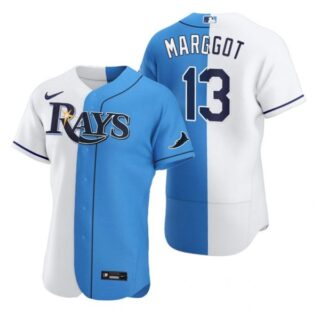 Men's Manuel Margot Tampa Bay Rays Flex Base Jersey Black Holographic White Blue