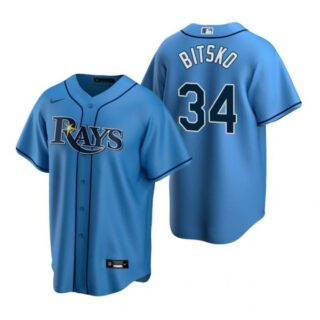 Men's Nick Bitsko Tampa Bay Rays Cool Base Jersey White Gray,Light Blue