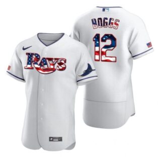 Men's Wade Boggs Tampa Bay Rays Flex Base Jersey White Stars White Stars