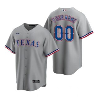 Men's Custom Texas Rangers Cool Base Jersey Gray Gray