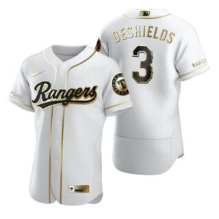 Men's Delino Deshields Texas Rangers Flex Base Jersey White Golden White Golden