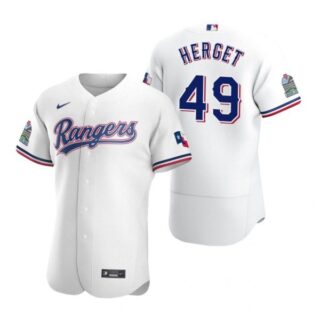 Men's Jimmy Herget Texas Rangers Flex Base Jersey Scarlet White