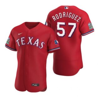 Men's Joely Rodriguez Texas Rangers Flex Base Jersey White Scarlet