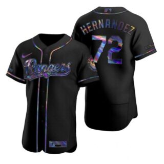 Men's Jonathan Hernandez Texas Rangers Flex Base Jersey Scarlet Black Holographic