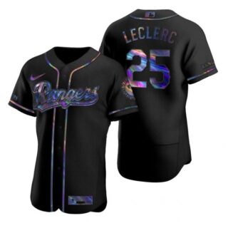Men's Jose Leclerc Texas Rangers Flex Base Jersey Light Blue Black Holographic