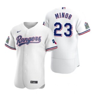 Men's Mike Minor Texas Rangers Flex Base Jersey Scarlet White