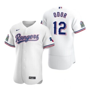 Men's Rougned Odor Texas Rangers Flex Base Jersey Black Holographic White
