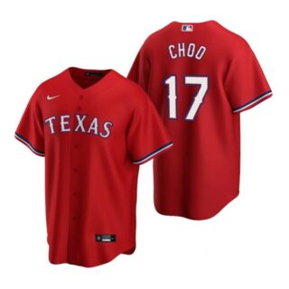 Men's Shin Soo Choo Texas Rangers Cool Base Jersey Gray Red