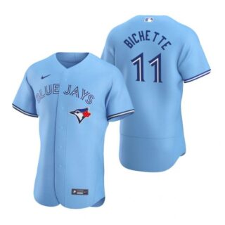 Men's Bo Bichette Toronto Blue Jays Flex Base Jersey Black Golden Powder Blue