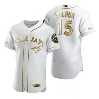 Men's Randal Grichuk Toronto Blue Jays Flex Base Jersey Black Golden White Golden