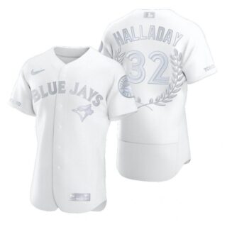 Men's Roy Halladay Toronto Blue Jays Flex Base Jersey Black Awards White Award