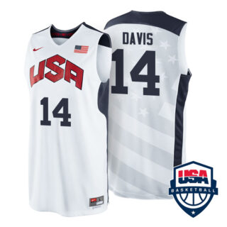 Men's #14 Anthony Davis USA Basketball Dream Team London Olympics 2012 Jersey White
