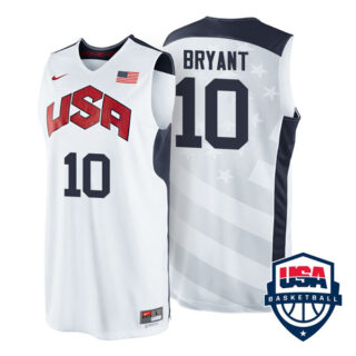 Men's #10 Kobe Bryant USA Basketball Dream Team London Olympics 2012 Jersey White