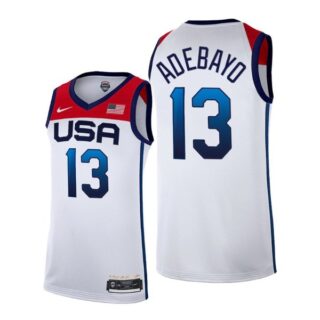 Men's #13 Bam Adebayo USA Basketball Team Summer Olympics Jersey White