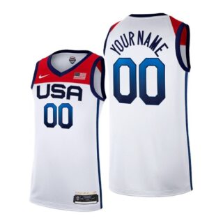 Men's Custom USA Basketball Team Summer Olympics Jersey White