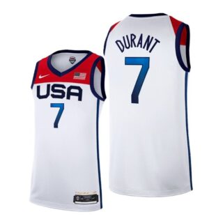 Men's #7 Kevin Durant USA Basketball Team Summer Olympics Jersey White