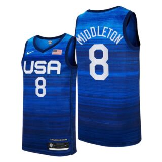 Men's #8 Khris Middleton USA Basketball Team Summer Olympics Jersey Blue