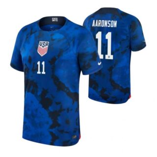 Men's Brenden Aaronson USMNT National Team Blue Away Soccer Jersey 2022-23