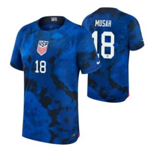 Men's Yunus Musah USMNT National Team Blue Away Soccer Jersey 2022-23