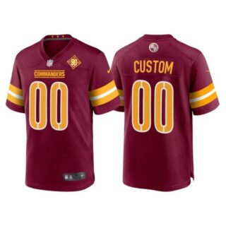 Men's Washington Commanders Custom 90th Anniversary Patch Burgundy Jerseys