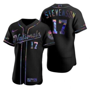 Men's Andrew Stevenson Washington Nationals Flex Base Jersey Black Holographic Black Holographic