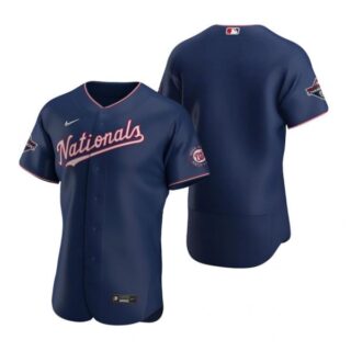 Men's Blank Washington Nationals Flex Base Jersey Navy World Series Champions Navy WS