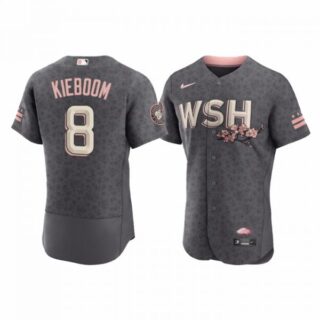 Men's Flex Base Carter Kieboom Washington Nationals Gray 2022 City Connect Cherry Blossom Jersey