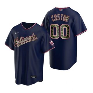 Men's Custom Washington Nationals Cool Base Jersey Navy Navy 2021 Memorial Day