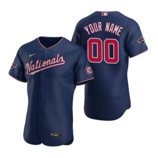 Men's Custom Washington Nationals Flex Base Jersey White World Series Champions Navy WS
