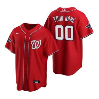 Men's Custom Washington Nationals Cool Base Jersey White World Series Champions Red WS
