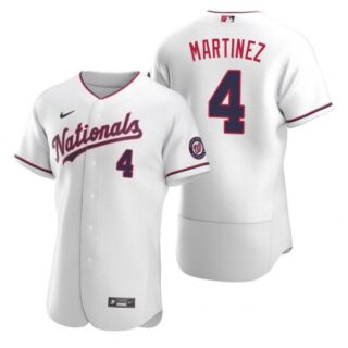 Men's Dave Martinez Washington Nationals Flex Base Jersey White Alternate White Alternate