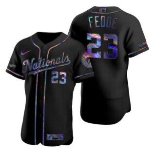Men's Erick Fedde Washington Nationals Flex Base Jersey Black Holographic Black Holographic