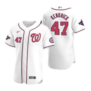 Men's Howie Kendrick Washington Nationals Flex Base Jersey Navy World Series Champions White WS