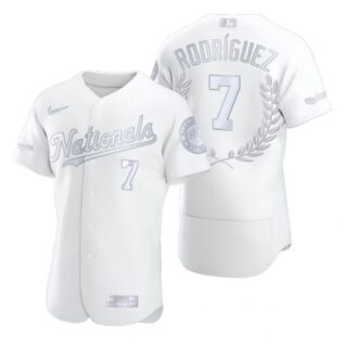 Men's Iván Rodríguez Washington Nationals Flex Base Jersey Black Award White Award