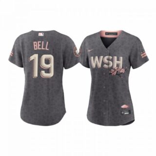 Women's Josh Bell Washington Nationals Gray 2022 City Connect Cherry Blossom Jersey