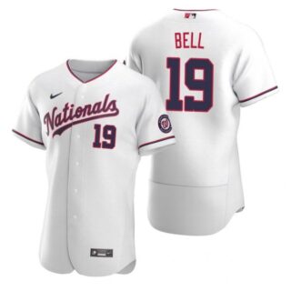 Men's Josh Bell Washington Nationals Flex Base Jersey White Alternate White Alternate