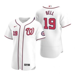 Men's Josh Bell Washington Nationals Flex Base Jersey White Alternate White Home