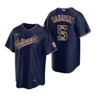 Men's Josh Harrison Washington Nationals Cool Base Jersey Navy 2021 Memorial Day Navy 2021 Memorial Day