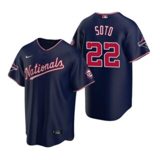 Men's Juan Soto Washington Nationals Cool Base Jersey Red World Series Champions Navy WS