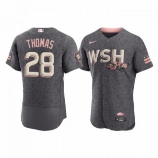 Men's Flex Base Lane Thomas Washington Nationals Gray 2022 City Connect Cherry Blossom Jersey