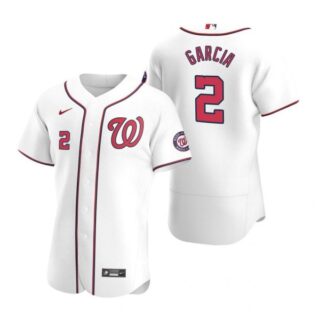 Men's Luis Garcia Washington Nationals Flex Base Jersey Red White Home
