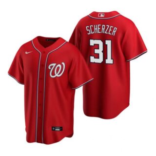 Men's Max Scherzer Washington Nationals Cool Base Jersey White Home Red